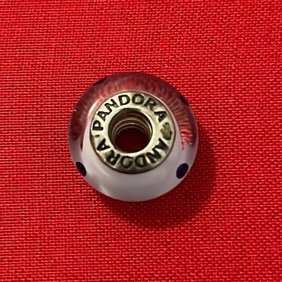 Blue Glass & 925 Sterling Silver Polka Dot Charm Bracelet Pandora Bead - Picture 1 of 2